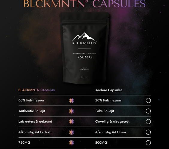 BLCKMNTN® Authentic Shilajit 60 caps 750MG